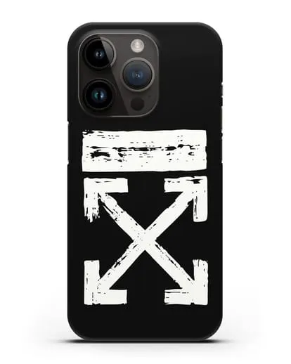 Чехол с логотипом Off White Style силиконовый для iPhone 14 Pro