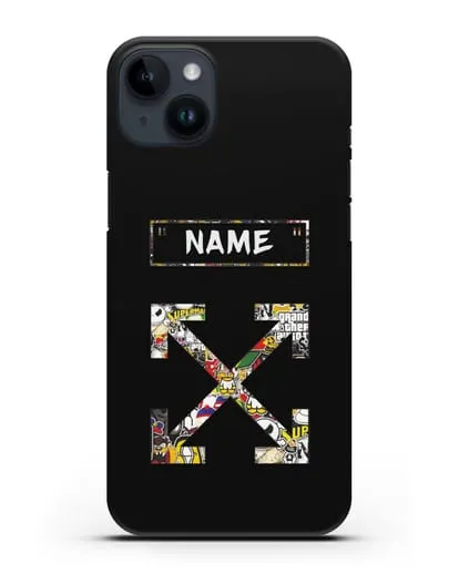 Чехол с паттерном Off-White силиконовый для iPhone 14 Plus