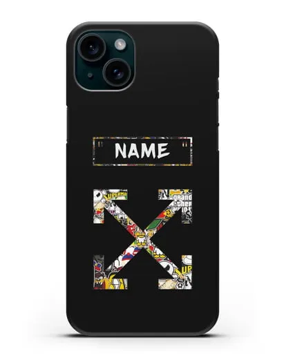 Чехол с паттерном Off-White силиконовый для iPhone 15 Plus