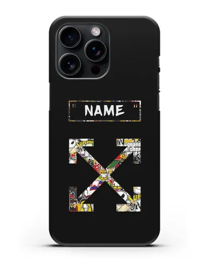 Чехол с паттерном Off-White силиконовый для iPhone 15 Pro Max