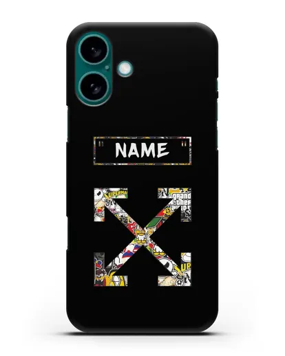 Чехол с паттерном Off-White силиконовый для iPhone 16 Plus