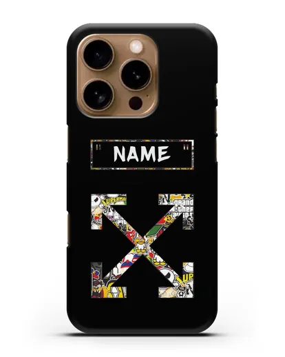 Чехол с паттерном Off-White силиконовый для iPhone 16 Pro