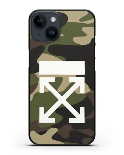 Чехол в стиле милитари Off-White силиконовый для iPhone 14