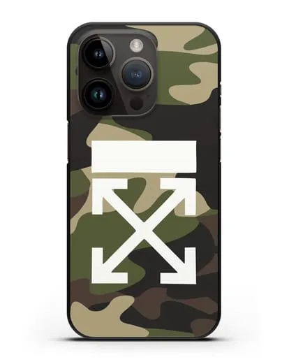 Чехол в стиле милитари Off-White силиконовый для iPhone 14 Pro