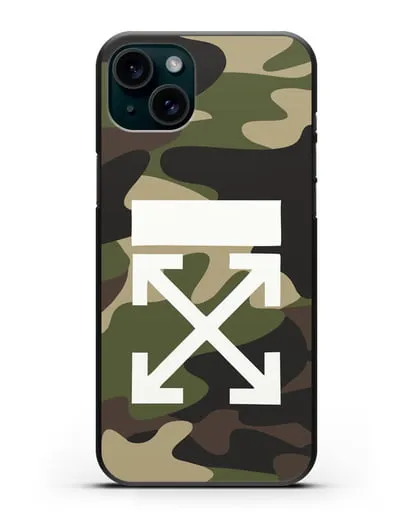 Чехол в стиле милитари Off-White силиконовый для iPhone 15 Plus
