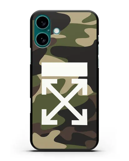 Чехол в стиле милитари Off-White силиконовый для iPhone 16 Plus