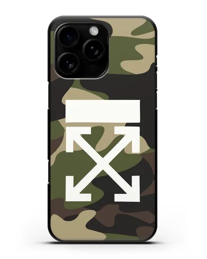 Чехол в стиле милитари Off-White силиконовый для iPhone 16 Pro Max