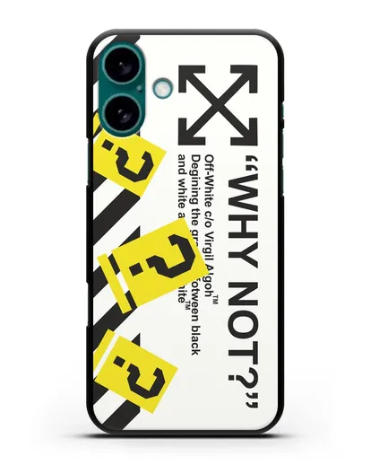 Чехол с надписью Why not? Off-White силиконовый для iPhone 16 Plus