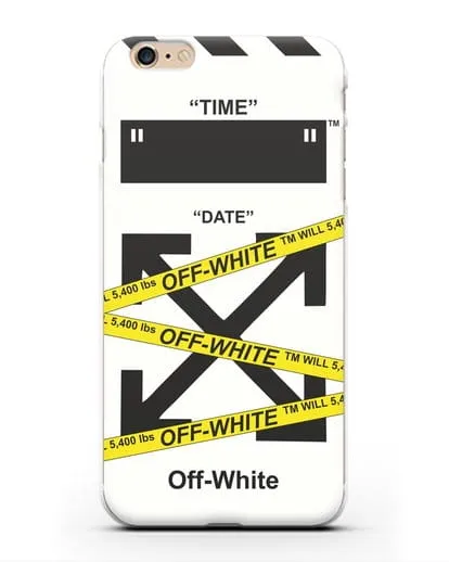 Чехол с белым рисунком Off-white с желтыми лентами силиконовый для iPhone 6s Plus