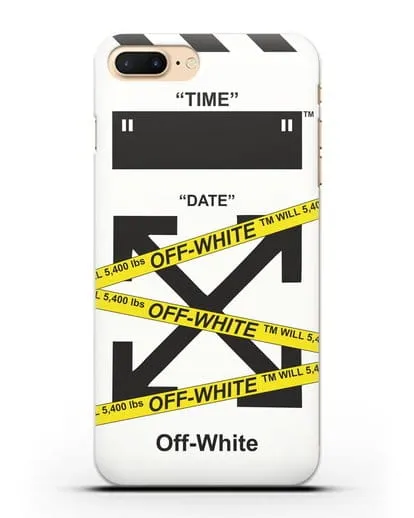 Чехол с белым рисунком Off-white с желтыми лентами силиконовый для iPhone 8 Plus