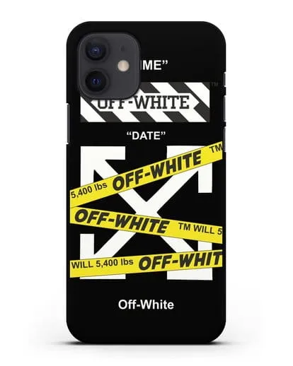 Чехол Off-white с желтыми лентами силиконовый для iPhone 12