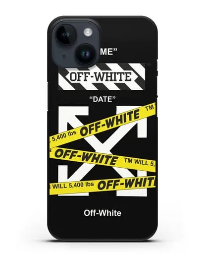 Чехол Off-white с желтыми лентами силиконовый для iPhone 14