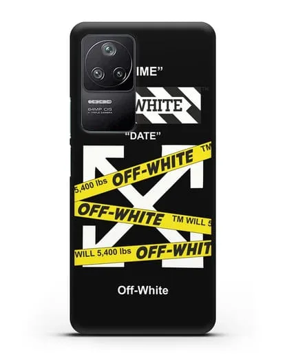 Чехол Off-white с желтыми лентами силиконовый для Xiaomi Poco F4