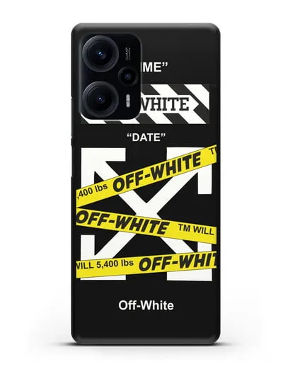 Чехол Off-white с желтыми лентами силиконовый для Xiaomi Poco F5