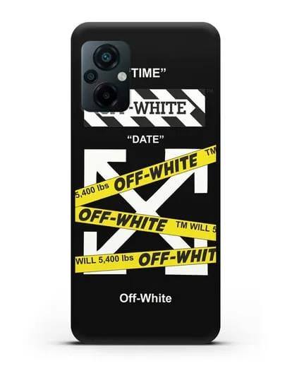 Чехол Off-white с желтыми лентами силиконовый для Xiaomi Poco M5