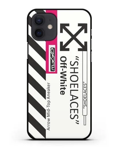 Чехол с дизайном Off White Style Shoelaces белый силиконовый для iPhone 12
