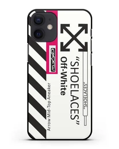 Чехол с дизайном Off White Style Shoelaces белый силиконовый для iPhone 12 mini