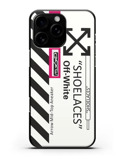 Чехол с дизайном Off White Style Shoelaces белый силиконовый для iPhone 16 Pro Max