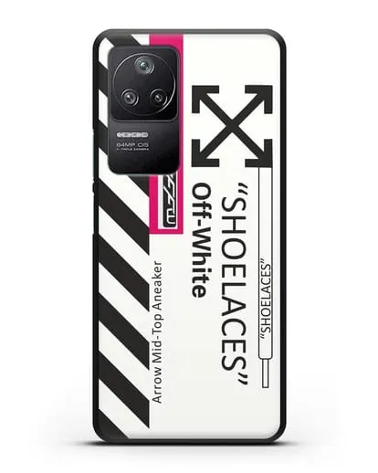 Чехол с дизайном Off White Style Shoelaces белый силиконовый для Xiaomi Poco F4