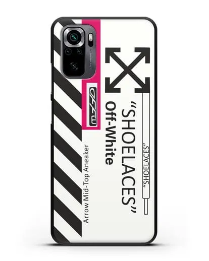 Чехол с дизайном Off White Style Shoelaces белый силиконовый для Xiaomi Poco M5s