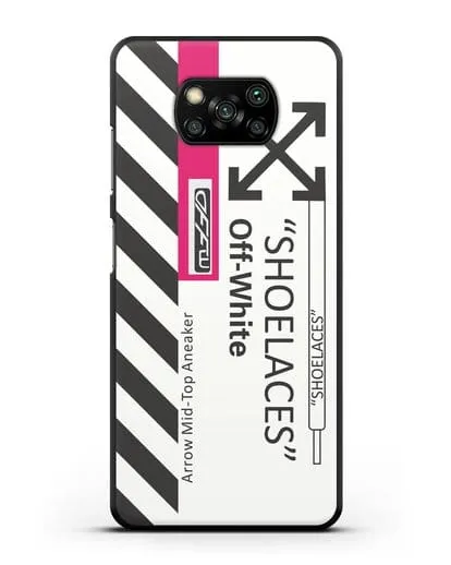 Чехол с дизайном Off White Style Shoelaces белый силиконовый для Xiaomi Poco X3
