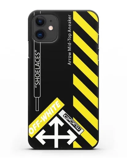 Чехол с дизайном Off White Style Shoelaces черный силиконовый для iPhone 11