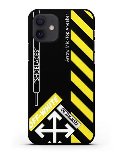 Чехол с дизайном Off White Style Shoelaces черный силиконовый для iPhone 12