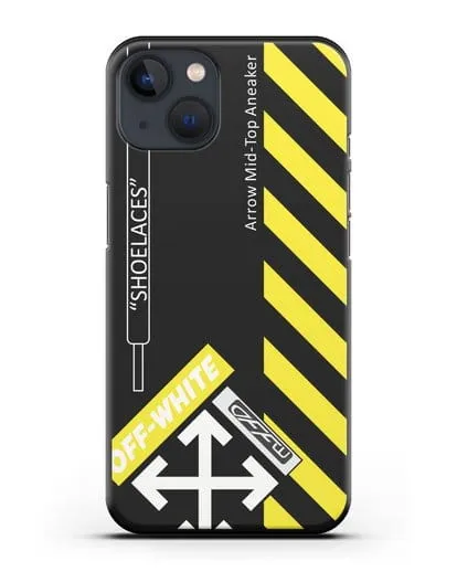 Чехол с дизайном Off White Style Shoelaces черный силиконовый для iPhone 13 Mini