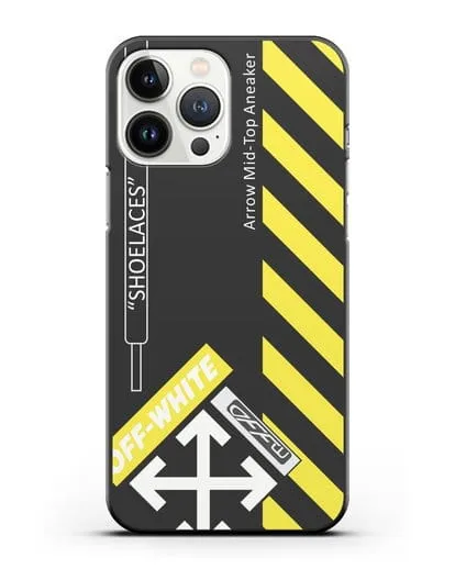 Чехол с дизайном Off White Style Shoelaces черный силиконовый для iPhone 13 Pro Max