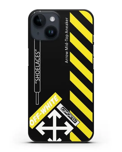 Чехол с дизайном Off White Style Shoelaces черный силиконовый для iPhone 14