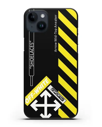 Чехол с дизайном Off White Style Shoelaces черный силиконовый для iPhone 14 Plus