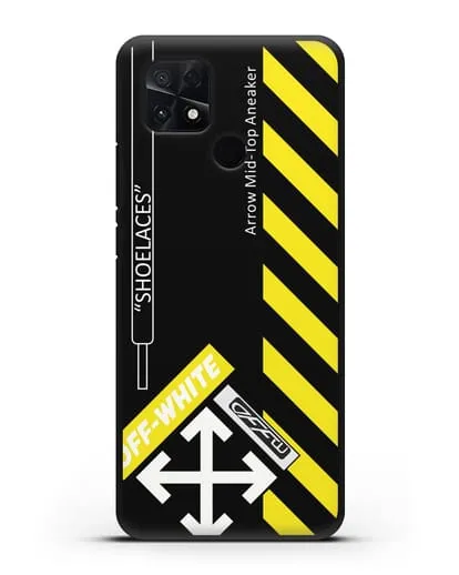 Чехол с дизайном Off White Style Shoelaces черный силиконовый для Xiaomi Poco C40