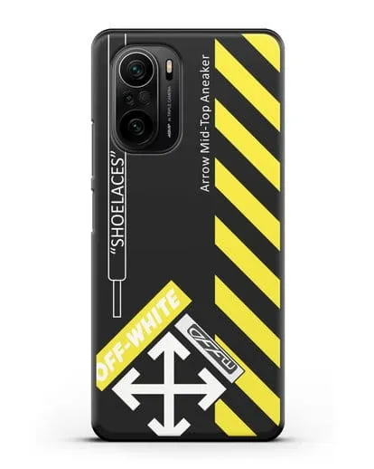 Чехол с дизайном Off White Style Shoelaces черный силиконовый для Xiaomi Poco F3