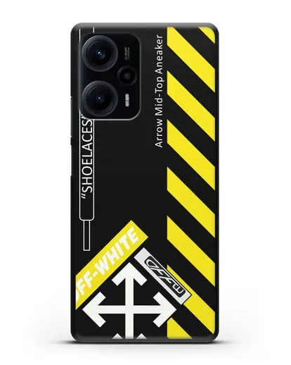 Чехол с дизайном Off White Style Shoelaces черный силиконовый для Xiaomi Poco F5