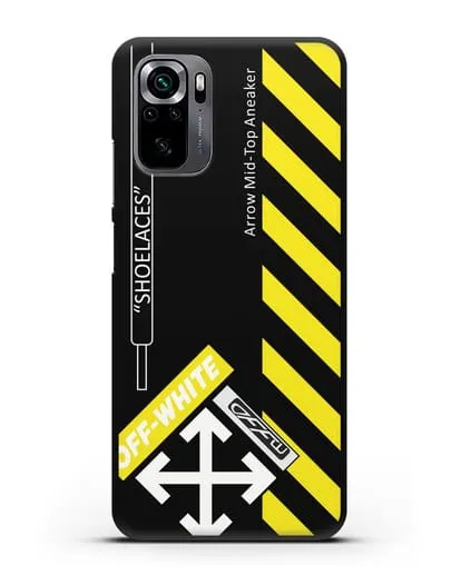 Чехол с дизайном Off White Style Shoelaces черный силиконовый для Xiaomi Poco M5s