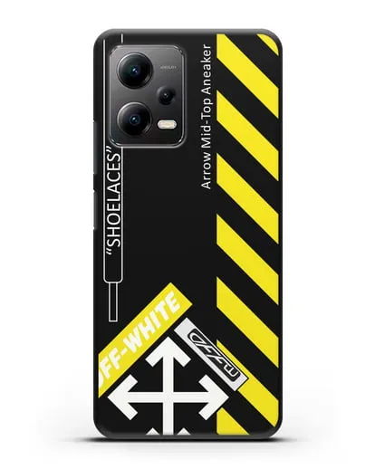 Чехол с дизайном Off White Style Shoelaces черный силиконовый для Xiaomi Poco X5