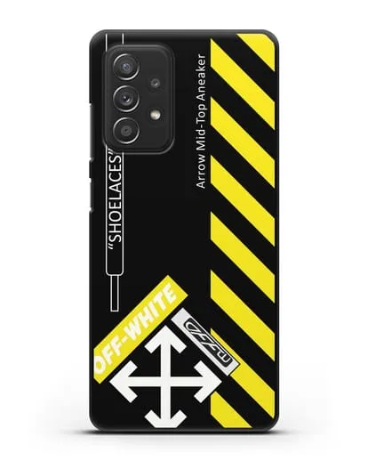 Чехол с дизайном Off White Style Shoelaces черный силиконовый для Samsung Galaxy A53