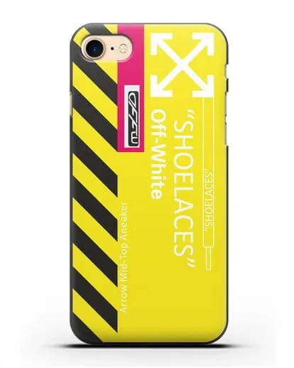 Чехол с дизайном Off White Style Shoelaces желтый силиконовый для iPhone 8