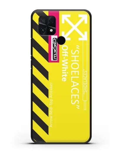 Чехол с дизайном Off White Style Shoelaces желтый силиконовый для Xiaomi Poco C40