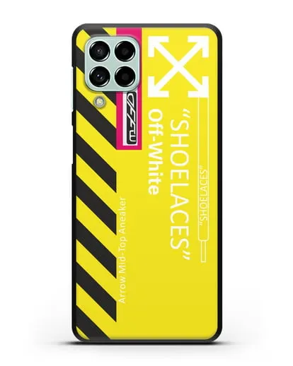 Чехол с дизайном Off White Style Shoelaces желтый силиконовый для Samsung Galaxy M53 [SM-M536]
