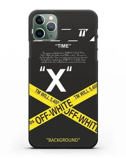 Чехол Off-White с желтой лентой силиконовый для iPhone 11 Pro