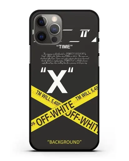 Чехол Off-White с желтой лентой силиконовый для iPhone 12 Pro