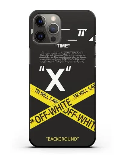 Чехол Off-White с желтой лентой силиконовый для iPhone 12 Pro Max