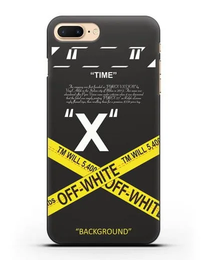 Чехол Off-White с желтой лентой силиконовый для iPhone 8 Plus