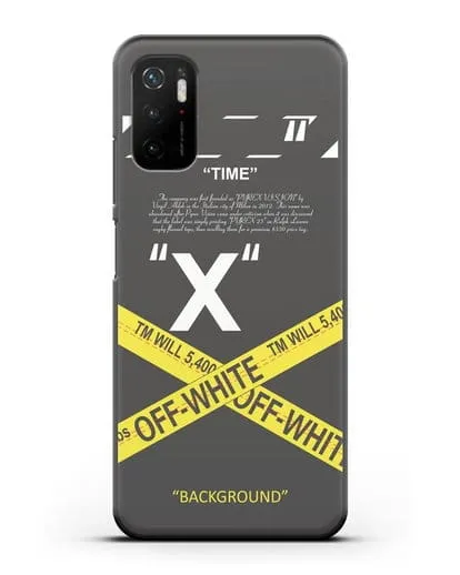 Чехол Off-White с желтой лентой силиконовый для Xiaomi Poco M3 Pro
