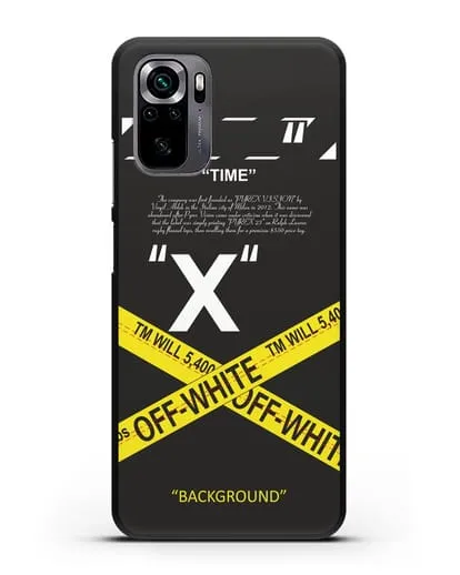 Чехол Off-White с желтой лентой силиконовый для Xiaomi Poco M5s