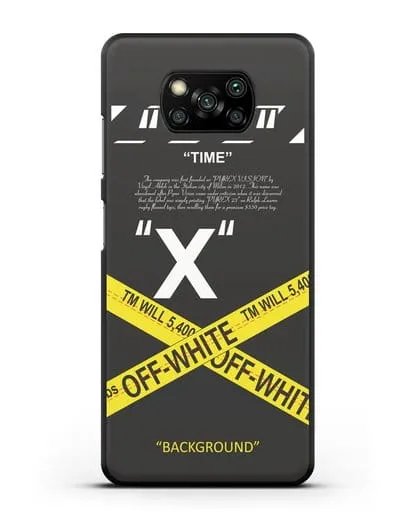 Чехол Off-White с желтой лентой силиконовый для Xiaomi Poco X3