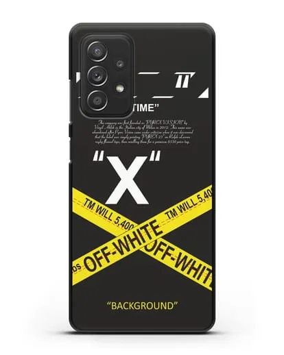 Чехол Off-White с желтой лентой силиконовый для Samsung Galaxy A53