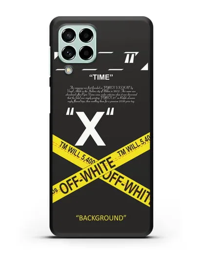 Чехол Off-White с желтой лентой силиконовый для Samsung Galaxy M53 [SM-M536]