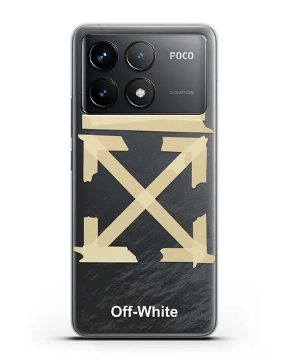 Чехол Off White Tape Arrows силиконовый для Xiaomi Poco F6 Pro